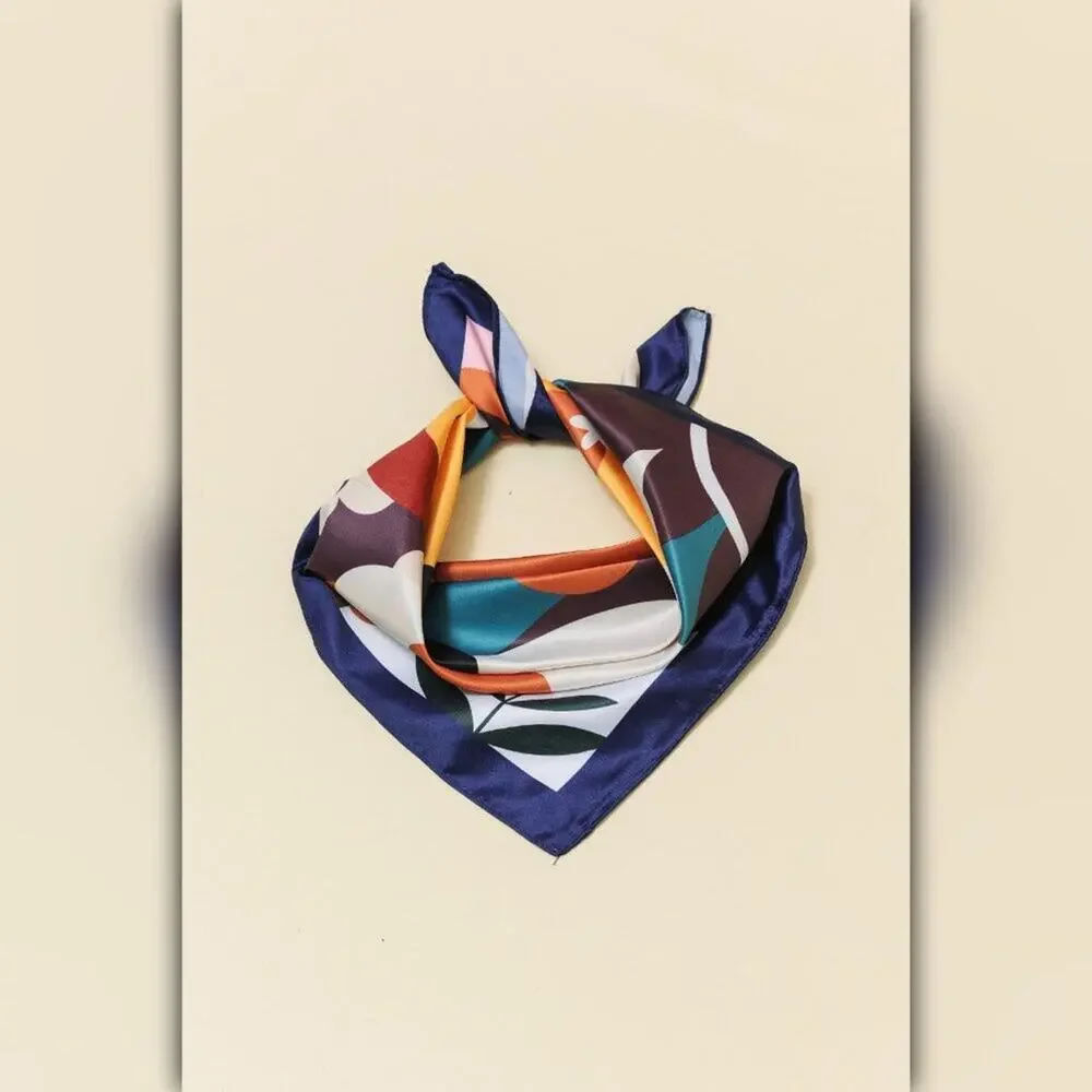 A218-F • Bold Botanical Silky Bandana Scarf Square Floral Satin Feel Multicolor - Picture 2 of 4